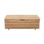 Voir la diapositive 2 : MARKET24 Coffre de rangement jardin en bois exotique d'eucalyptus FSC - 190 L - 48,5 x 109,5 x 37 cm - Avec roulettes - Effet Teck