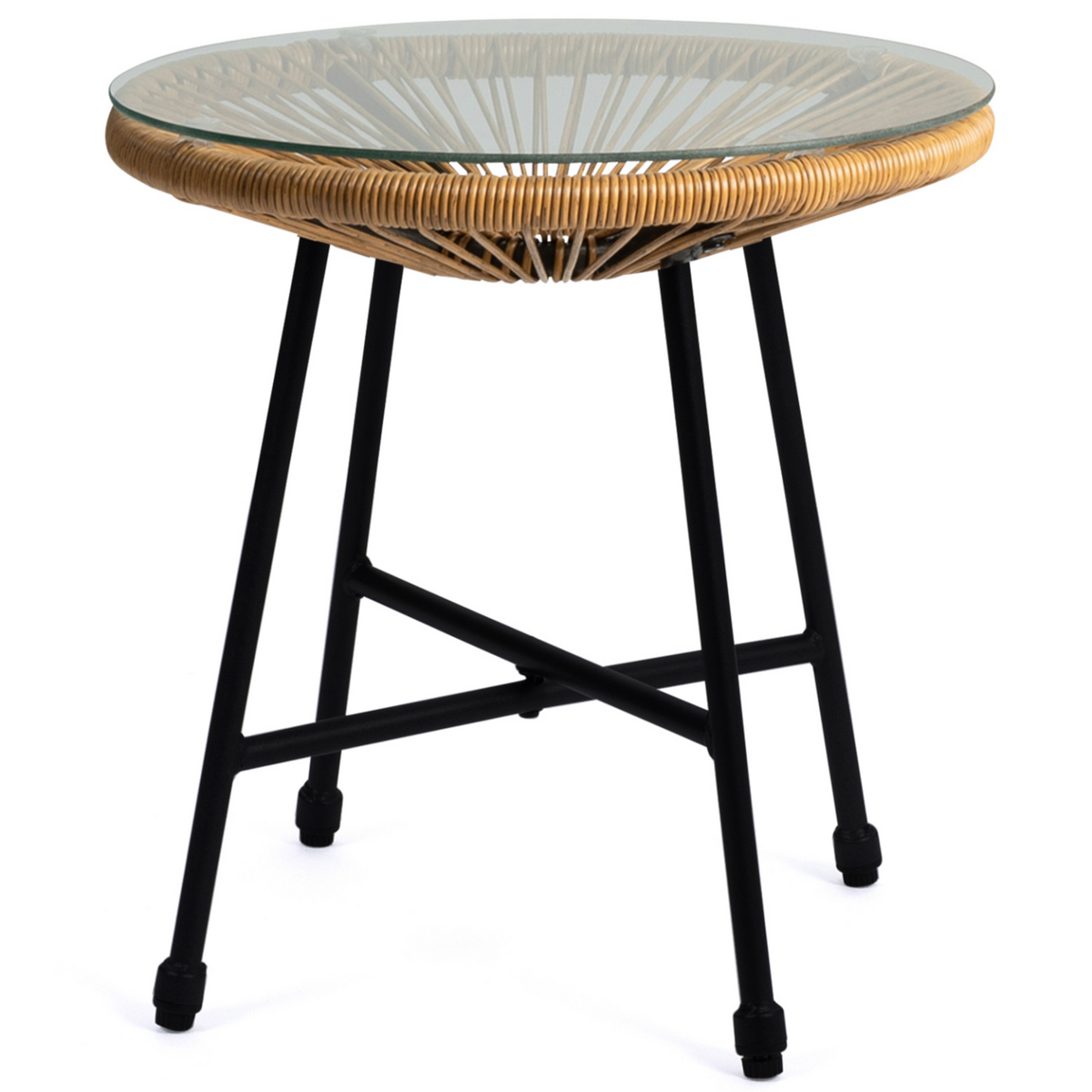 ID MARKET Salon de jardin IZMIR table et 2 fauteuils oeuf cordage effet rotin