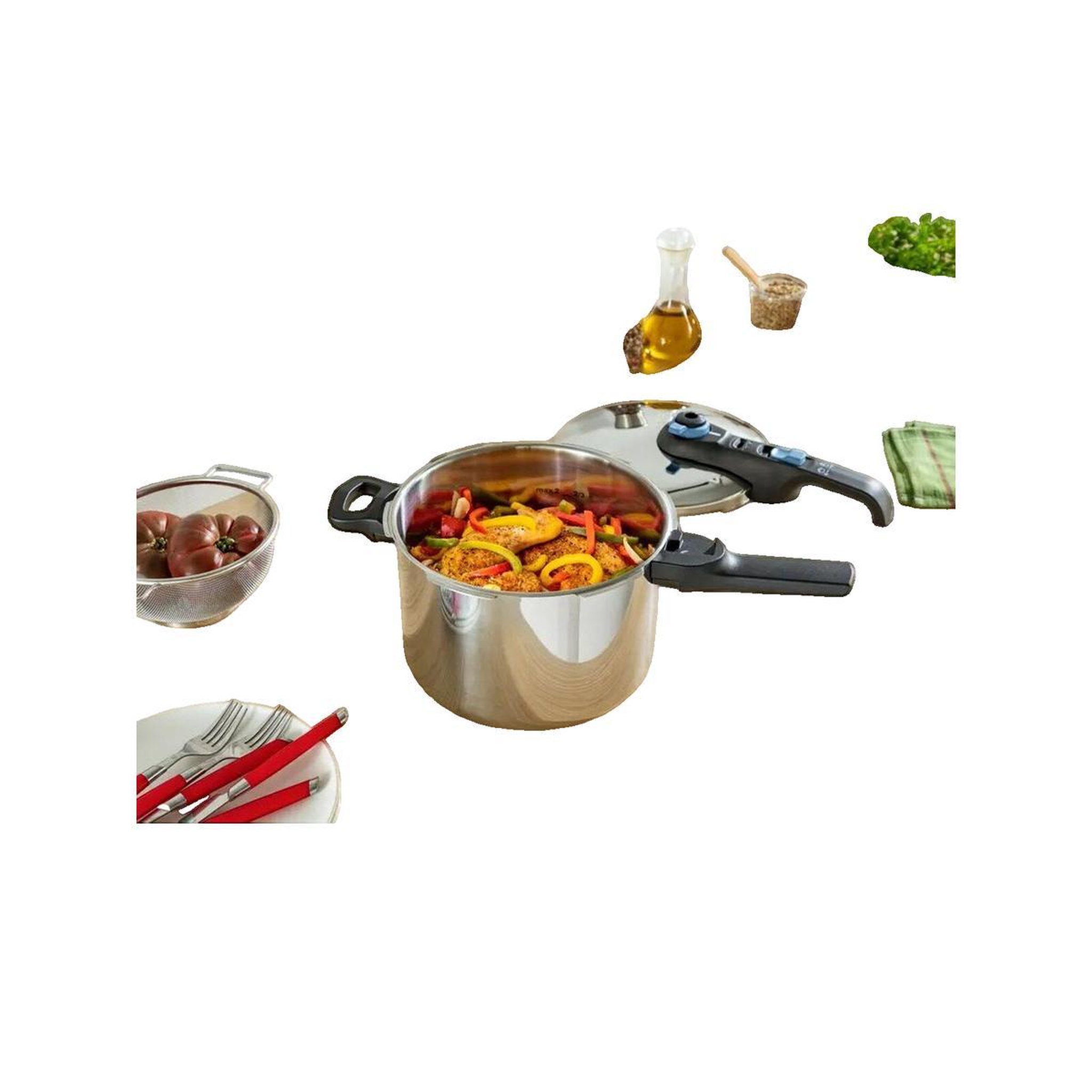 Voir la diapositive 2 : TEFAL Autocuiseur Tefal Secure Trendy 6 litres bleu et noir