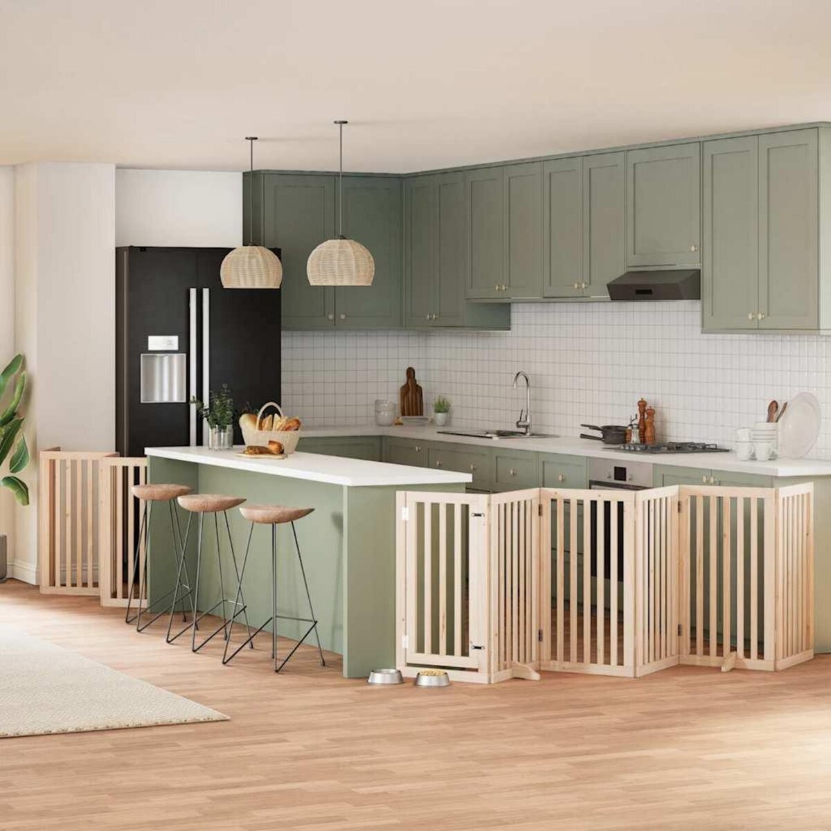 VIDAXL Barriere pour chien porte pliable 15 panneaux bois de peuplier