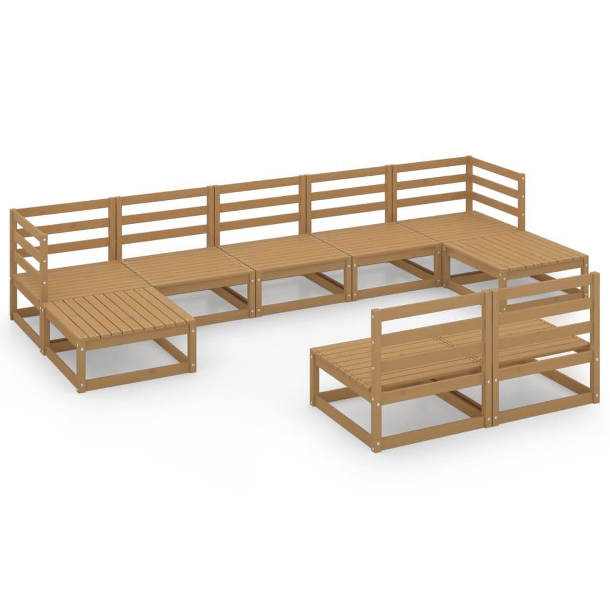 Voir la diapositive 2 : VIDAXL Salon de jardin 9 pcs bois de pin massif