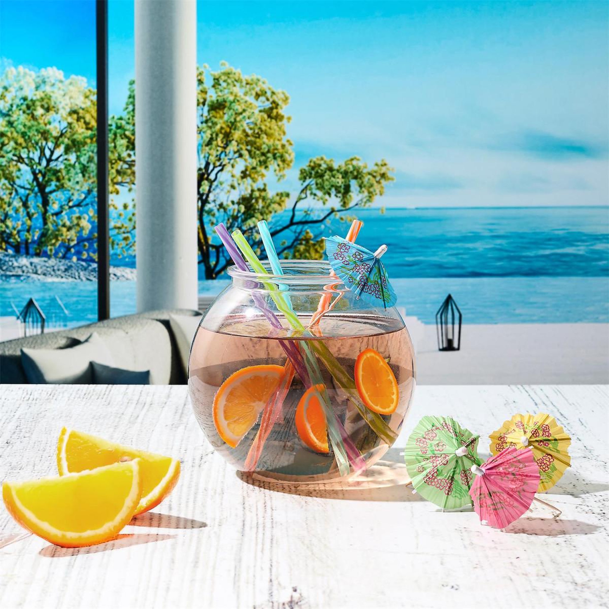 Voir la diapositive 5 : The Home Deco Factory Bocal à cocktail & 8 accessoires  festif  2,8l transparent