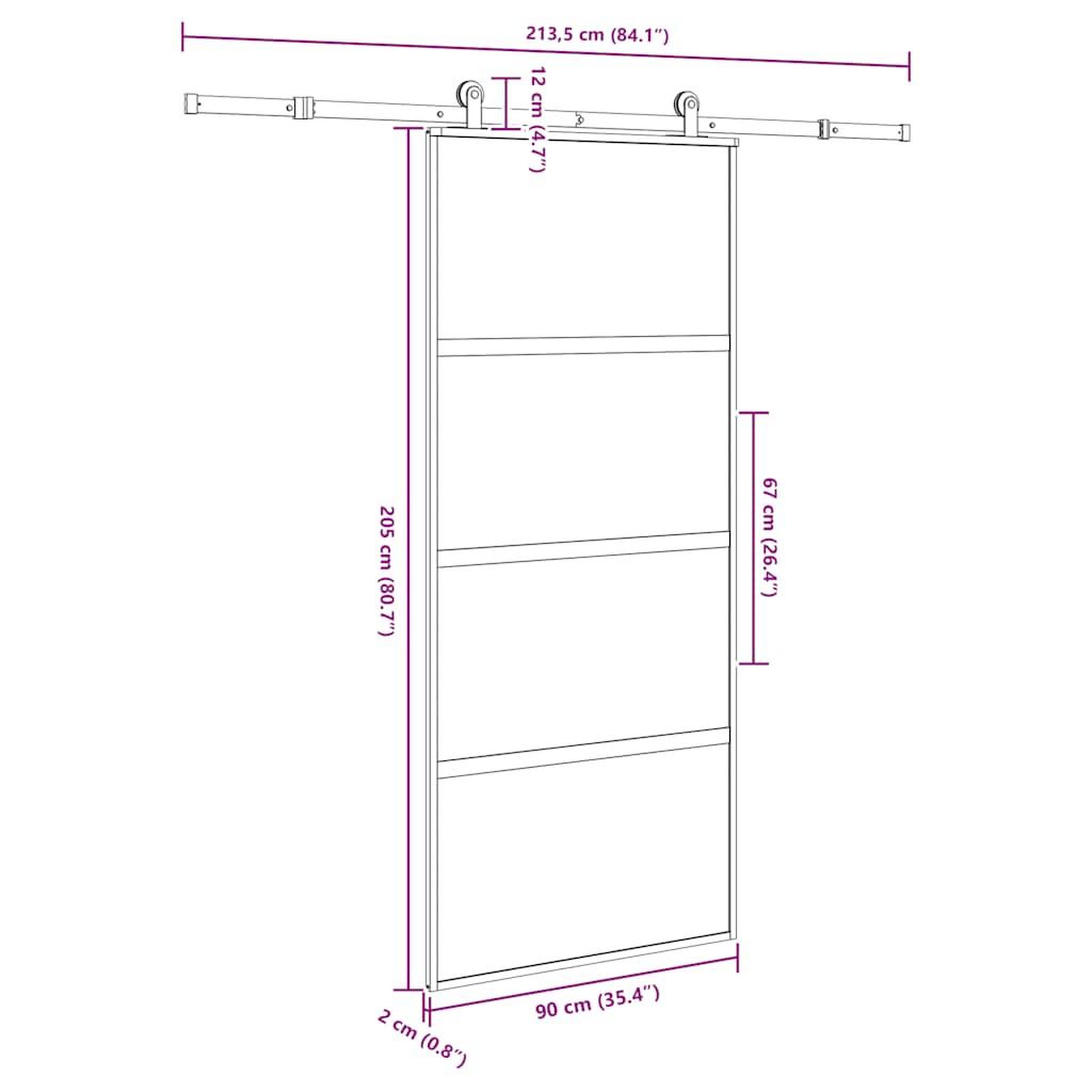 Voir la diapositive 6 : VIDAXL Porte coulissante kit de quincaillerie trempe verre aluminium