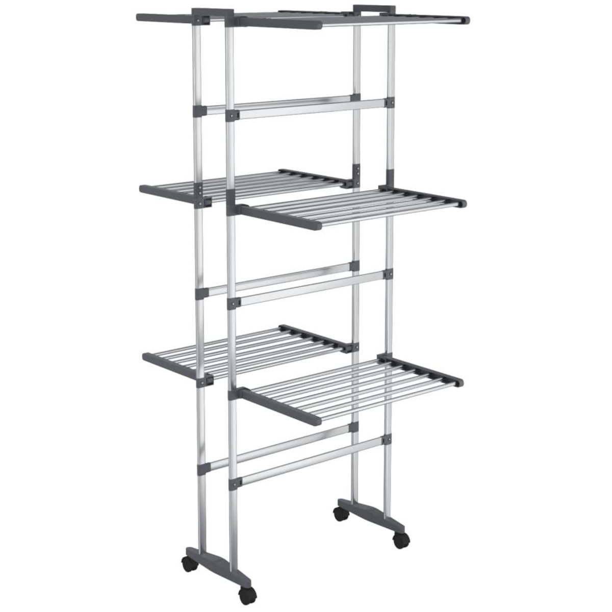 VIDAXL Etagere a linge a 3 niveaux avec roues Argente 60x70x129 cm