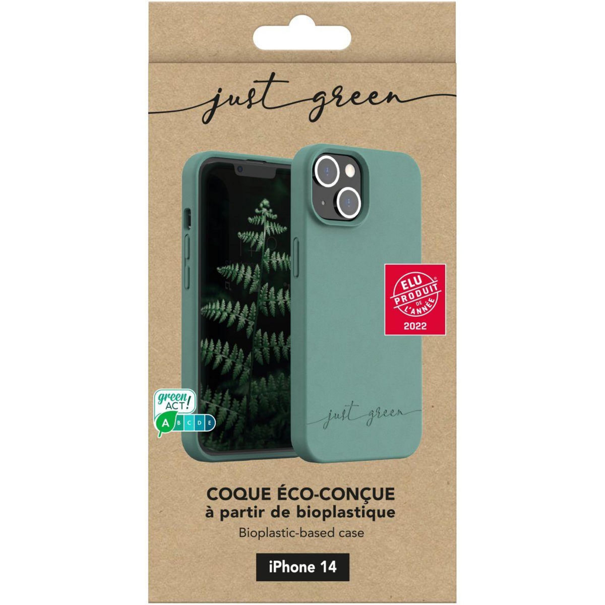 JUST GREEN Coque iPhone 14 Bio vert nuit