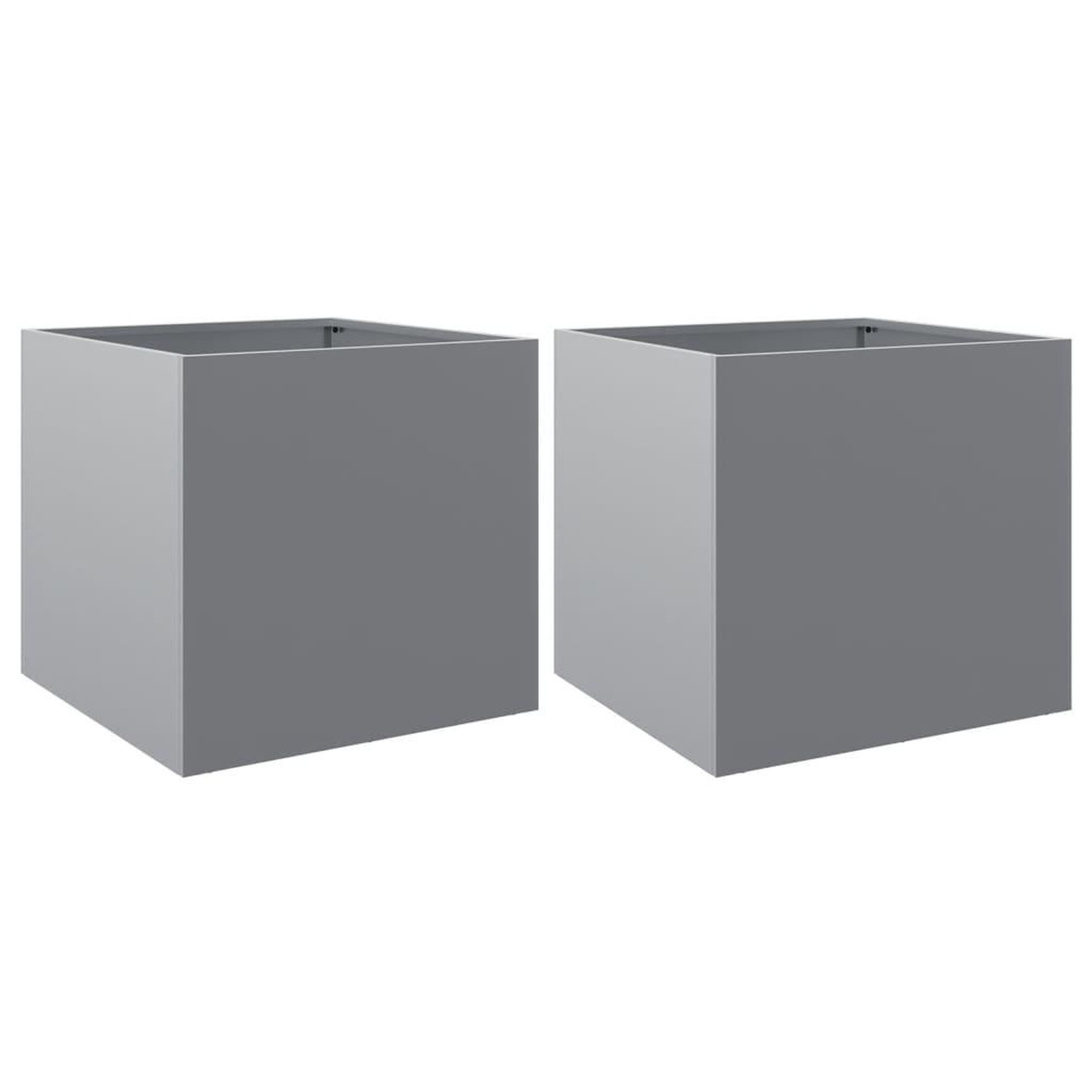 Voir la diapositive 2 : VIDAXL Jardinieres 2 pcs argente 49x47x46 cm acier galvanise