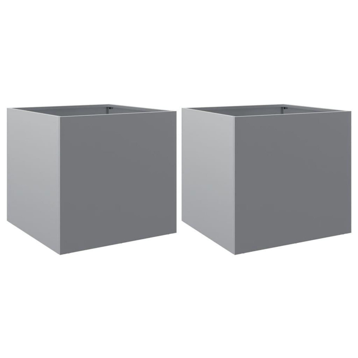VIDAXL Jardinieres 2 pcs argente 49x47x46 cm acier galvanise