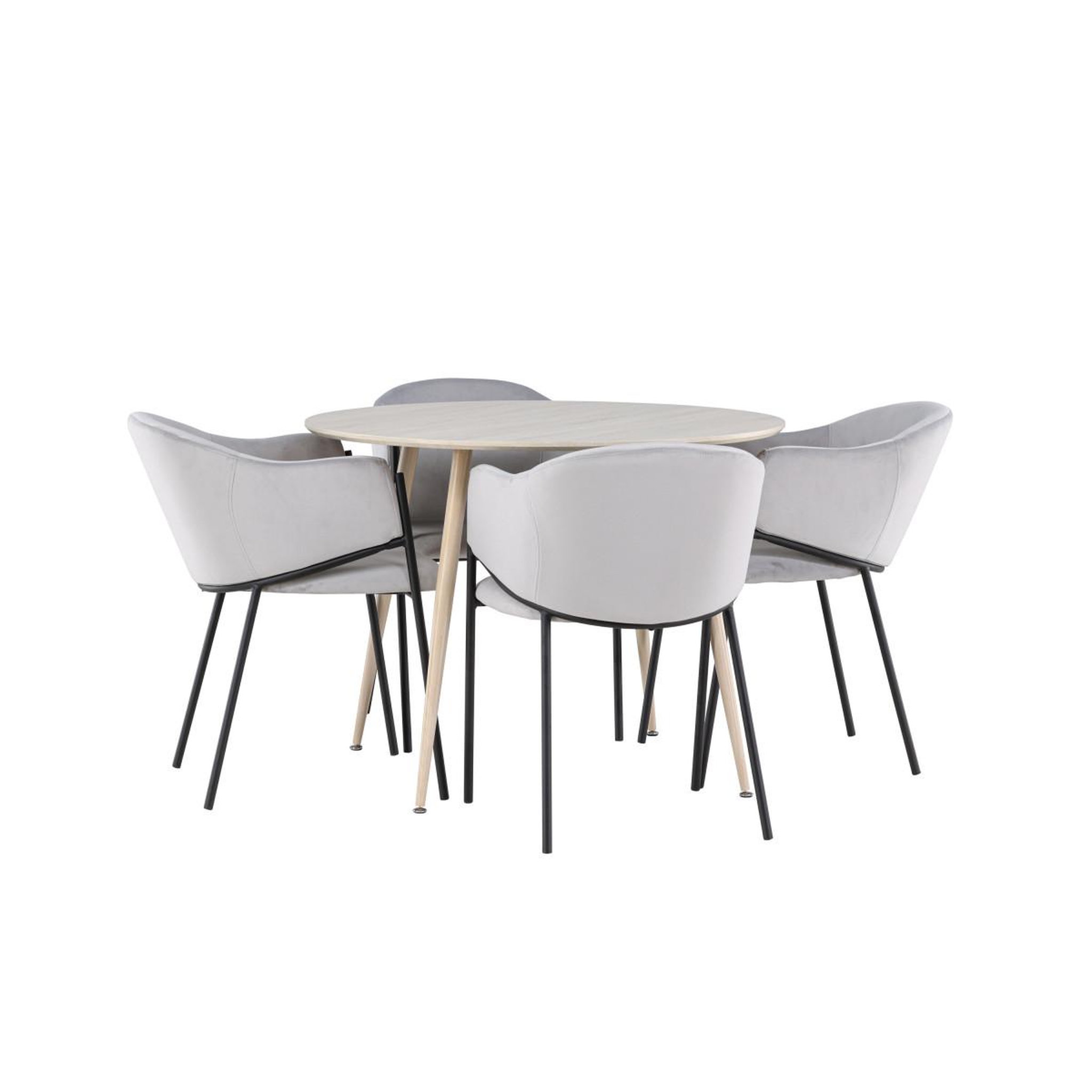 Voir la diapositive 2 : Paris Prix Ensemble table à manger & 4 chaises  plaza & evelina  100cm naturel & gris