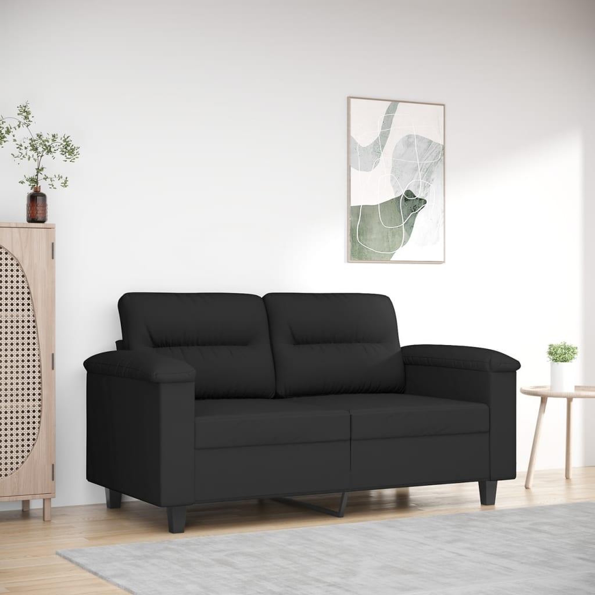 VIDAXL Canape a 2 places Noir 120 cm Tissu microfibre