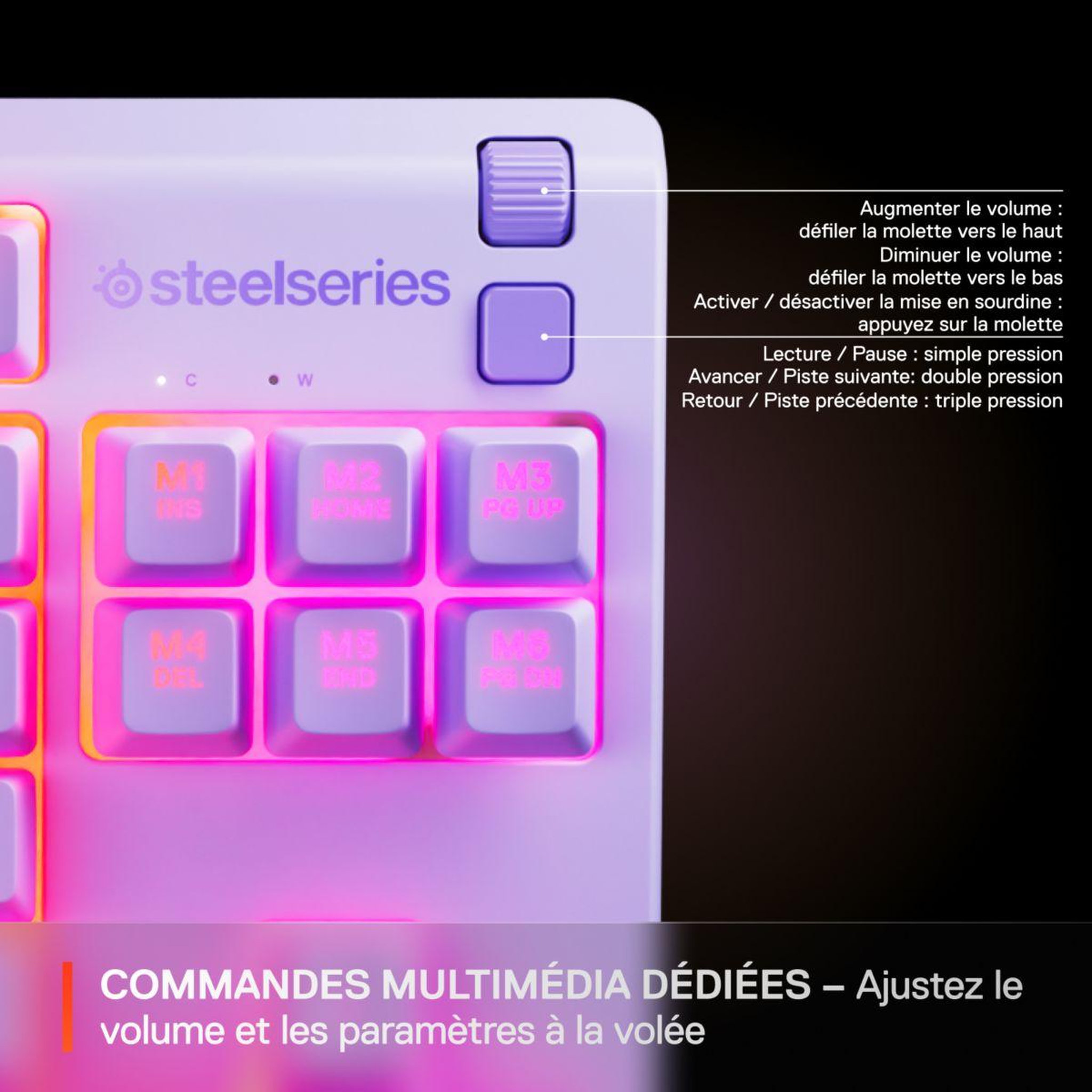 Voir la diapositive 4 : STEEL SERIES Clavier gamer apex 3 tkl lavande
