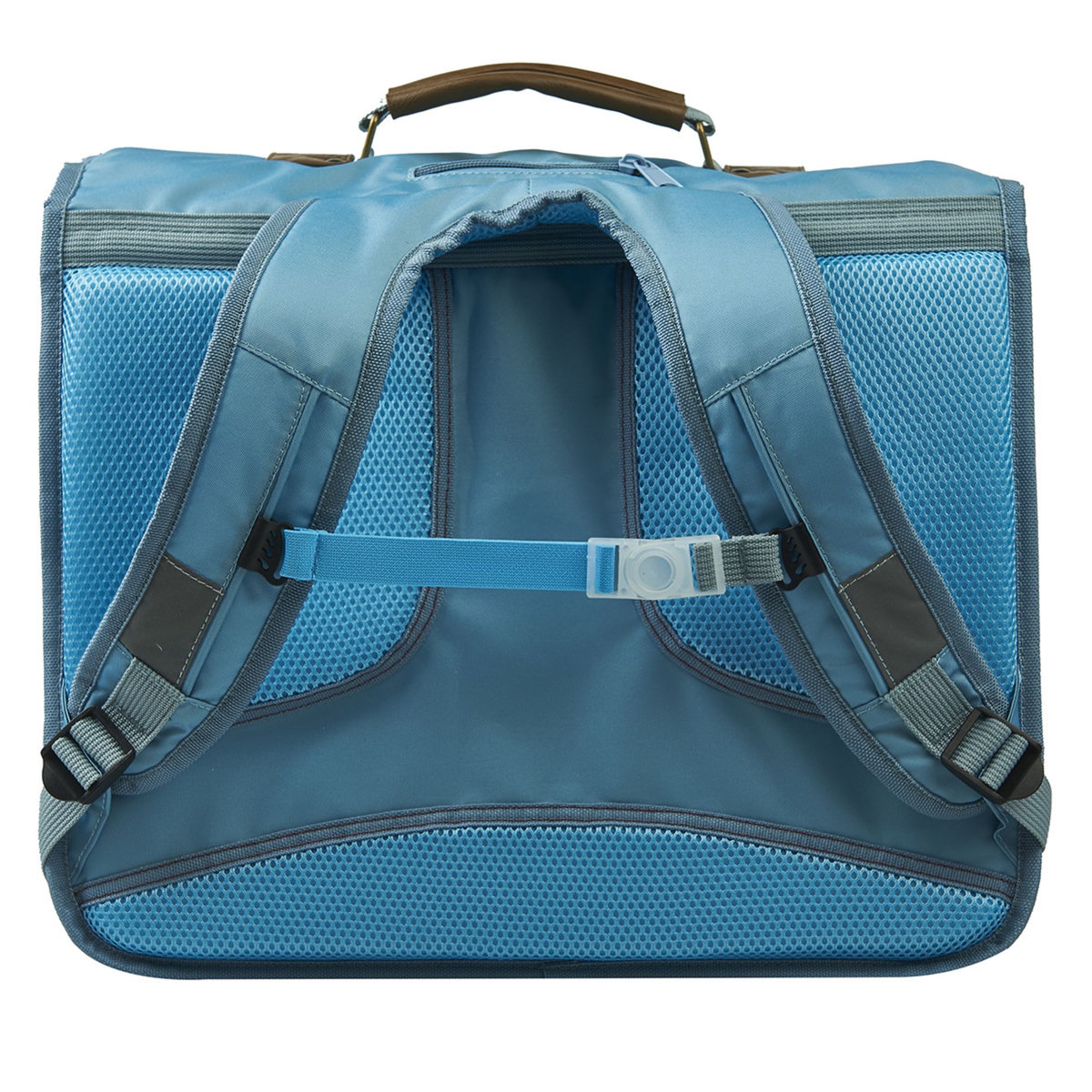 AUCHAN Cartable 38 cm CP/CE1/CE2 bleu motif fleurs avec leds