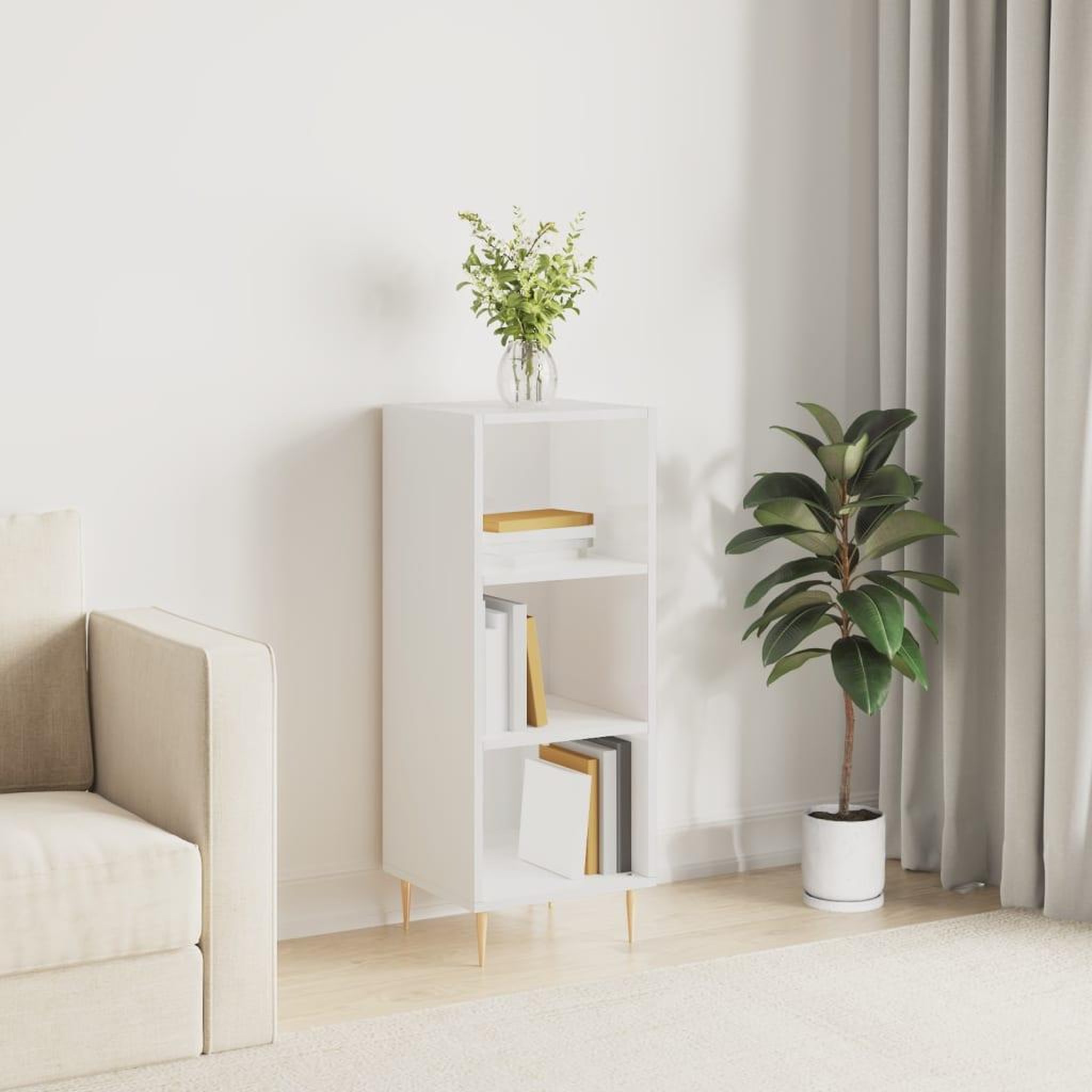 VIDAXL Buffet blanc brillant 34,5x32,5x90 cm bois d'ingenierie