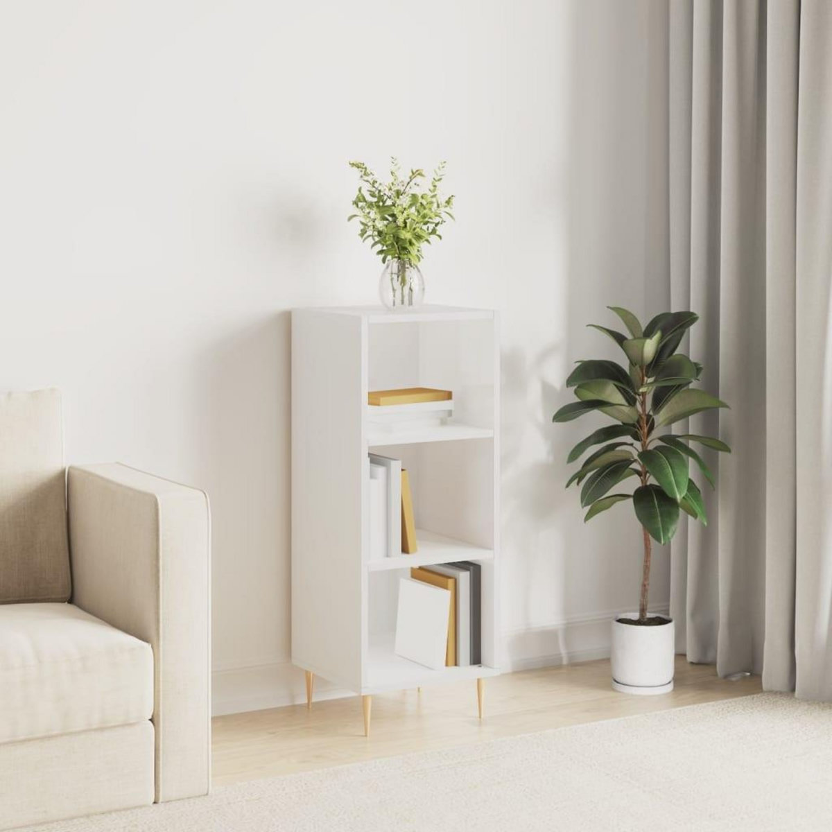 VIDAXL Buffet blanc brillant 34,5x32,5x90 cm bois d'ingenierie