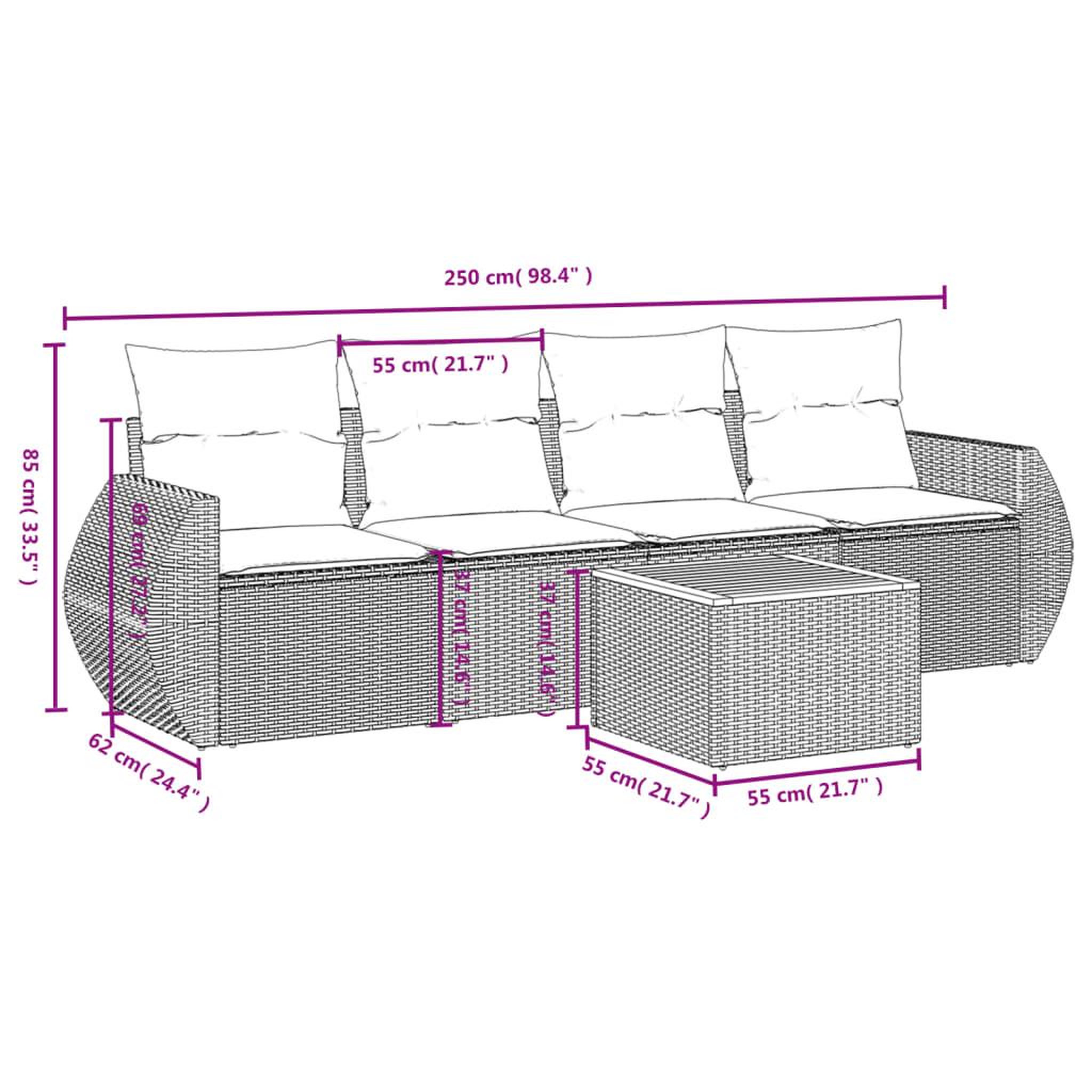 Voir la diapositive 3 : VIDAXL Salon de jardin 5 pcs avec coussins noir resine tressee