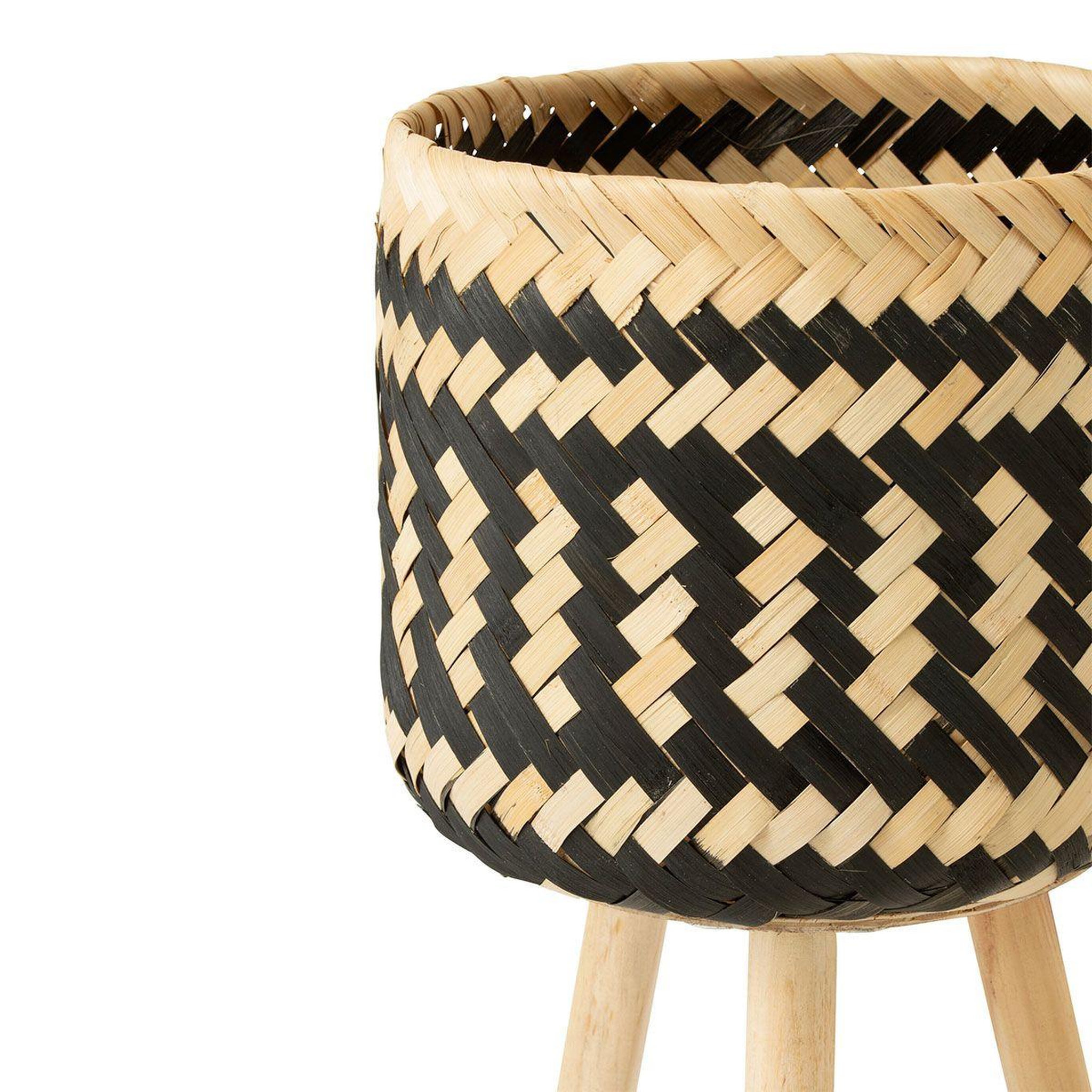 Voir la diapositive 3 : J-LINE Lot de 3 cache-pots sur pied  baudoin  66cm naturel & noir