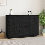 VIDAXL Buffet Noir 111x34x75 cm Bois massif de pin
