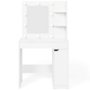 Voir la diapositive 4 : ID MARKET Coiffeuse ZELIA miroir LED avec 1 tiroir, étagères, caisson de rangement et tabouret