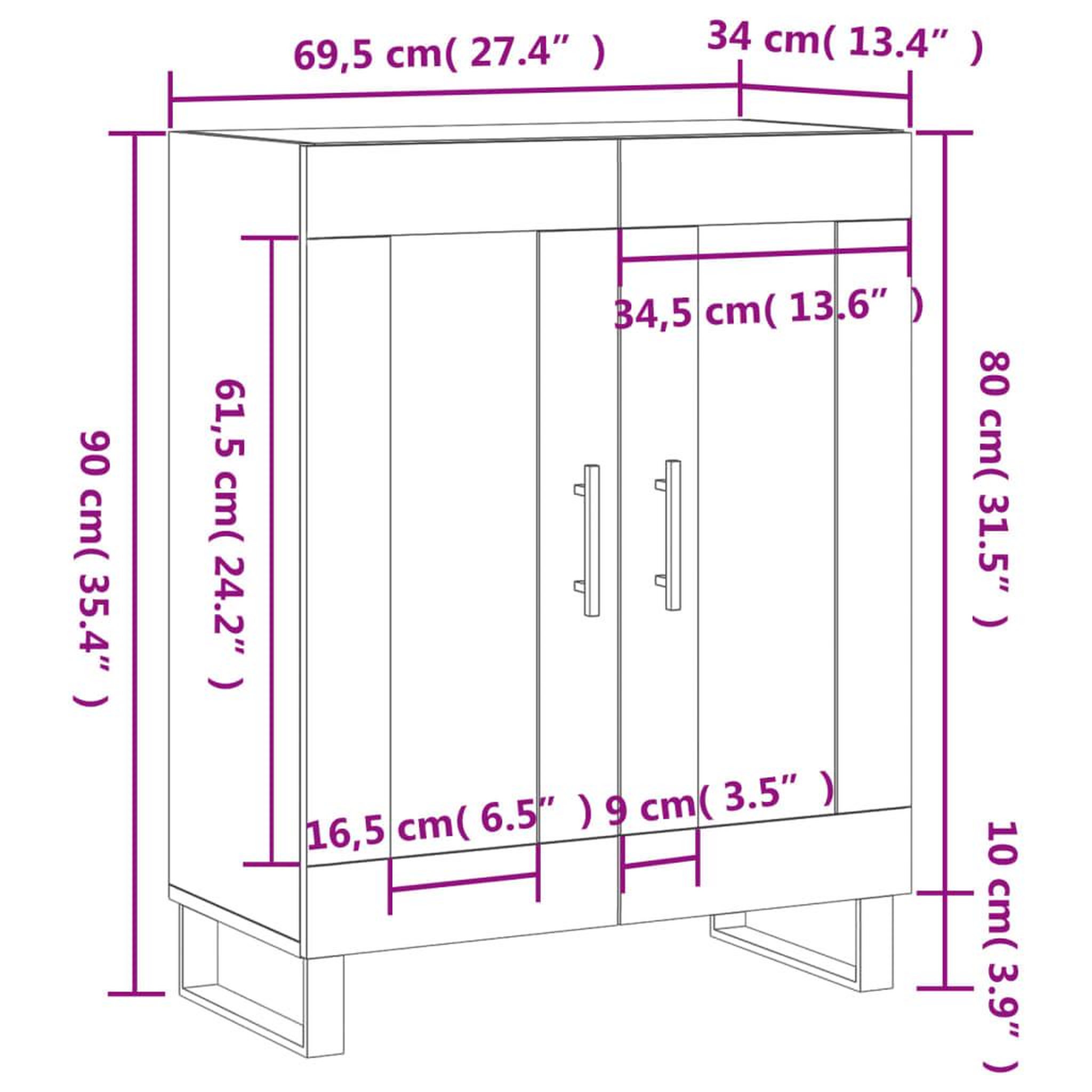 Voir la diapositive 6 : VIDAXL Buffet Blanc brillant 69,5x34x90 cm Bois d'ingenierie