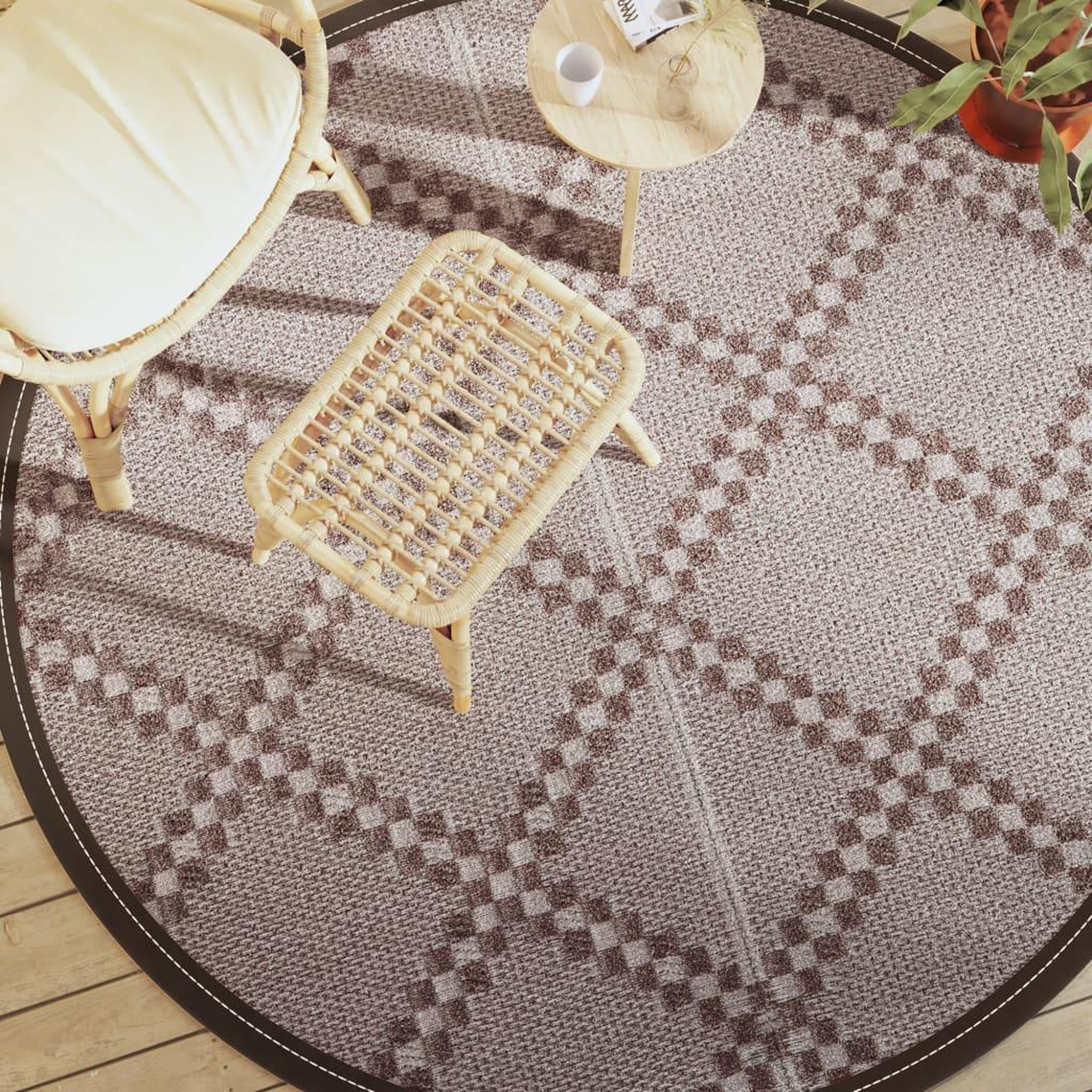 VIDAXL Tapis d'exterieur ARAKIL marron Ø200 cm PP