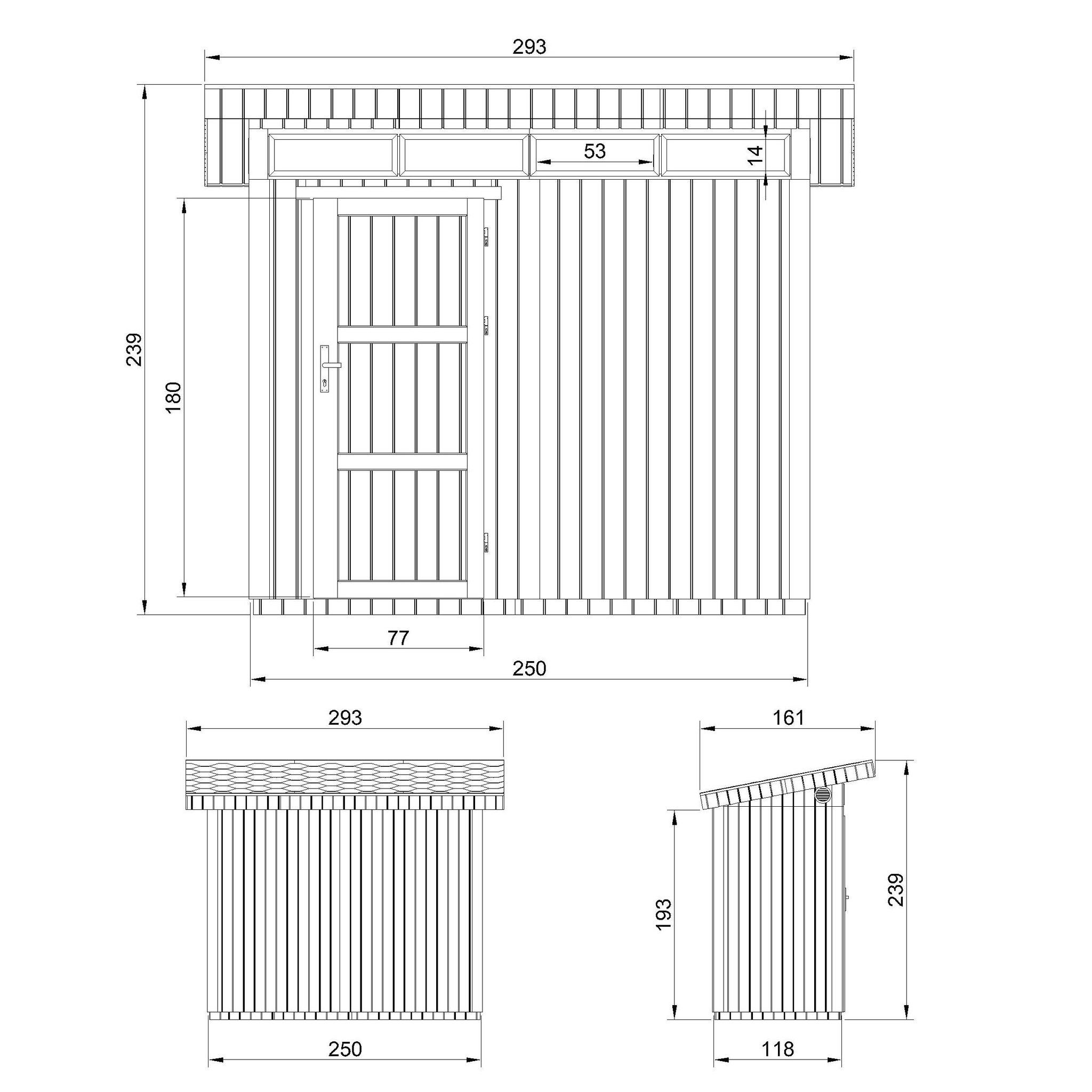 Voir la diapositive 3 : TIMBELA Abri de Jardin Qualité Premium 3m²/L161xL293xH239 cm avec sol, bardeaux bitumineux M901