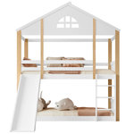 MERAX Lit superposé 90x200cm bois et mdf coloris blanc+naturel