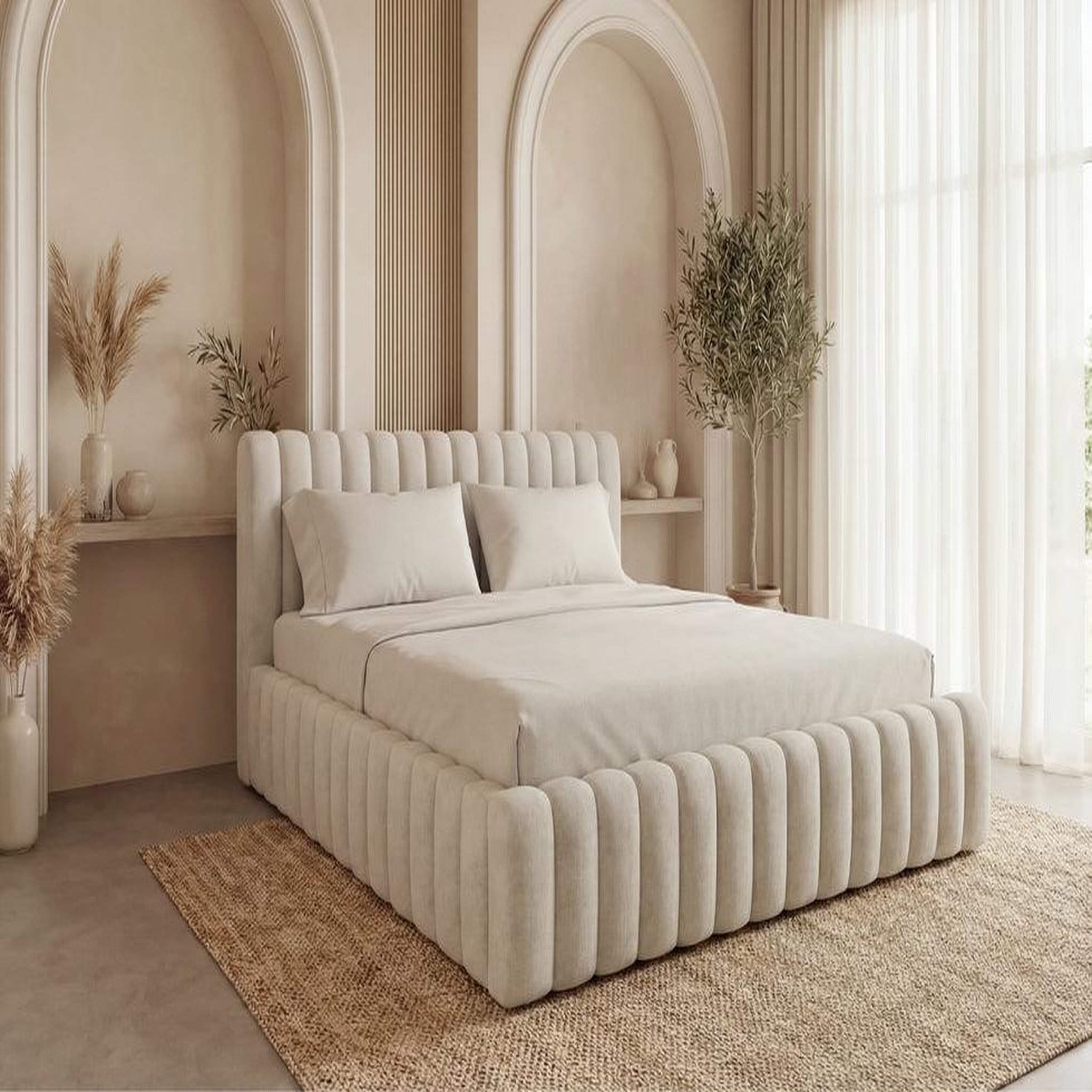Voir la diapositive 2 : CASANOVA PARIS Estelle - lit coffre tissu bouclette