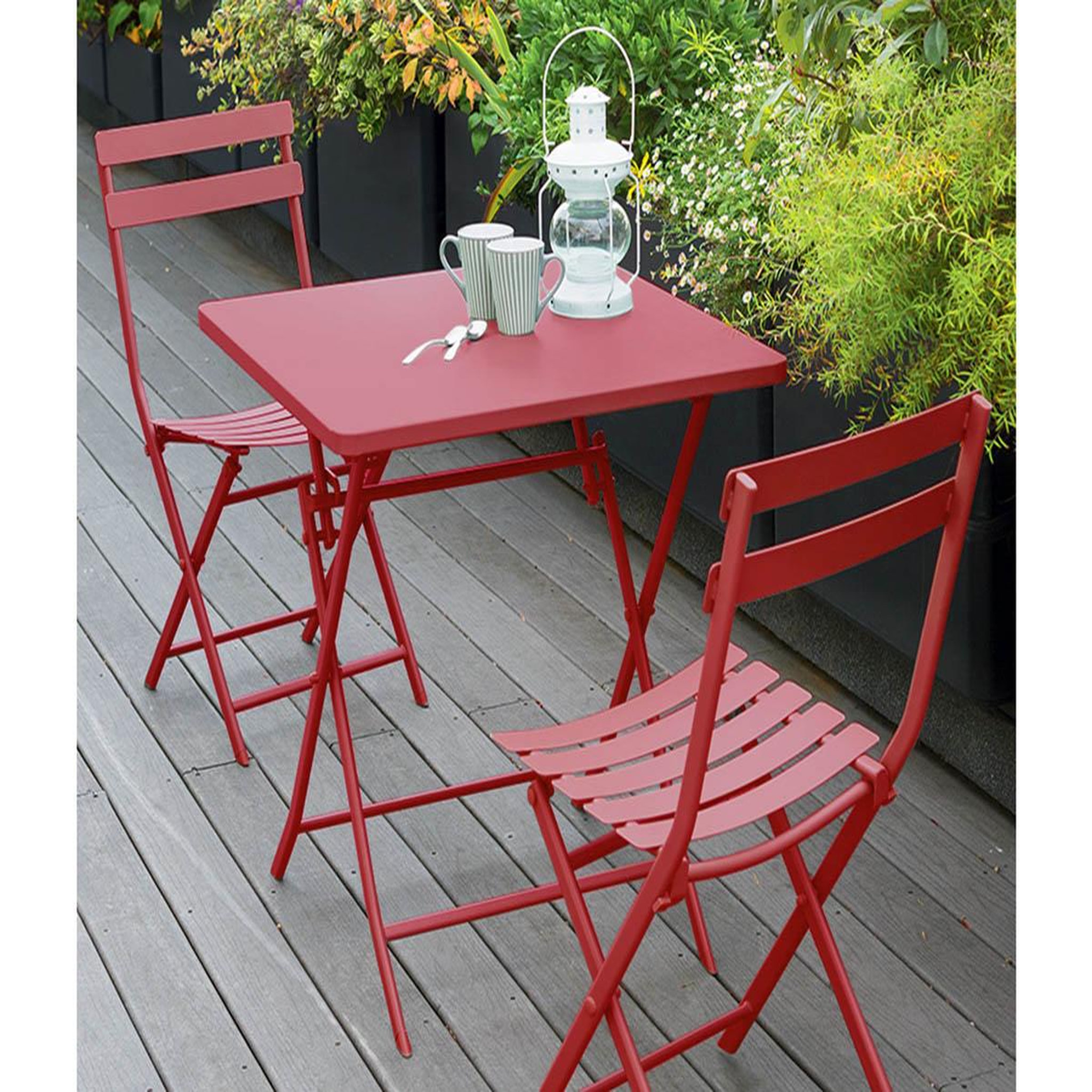 Voir la diapositive 2 : HESPERIDE Table de jardin carrée Greensboro 70 x 70 cm Groseille - Hespéride