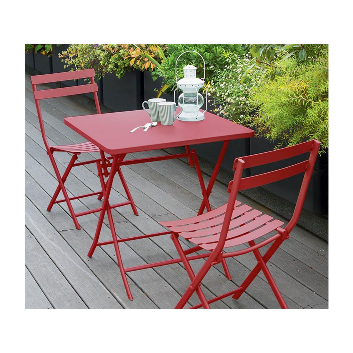 HESPERIDE Table de jardin carrée Greensboro 70 x 70 cm Groseille - Hespéride
