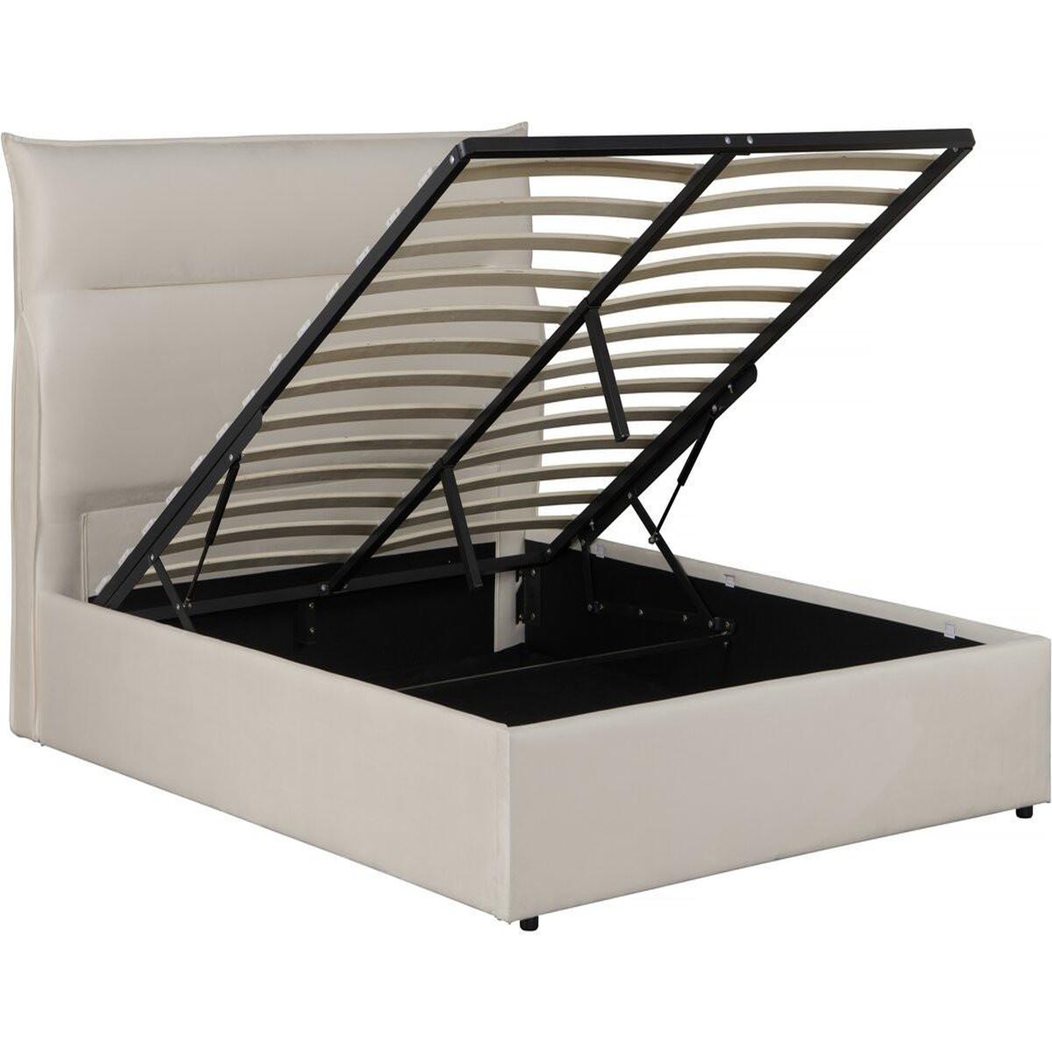 Voir la diapositive 3 : Habitat et Jardin Lit avec coffre de rangement en velours  isola  - 160 x 200 cm - beige