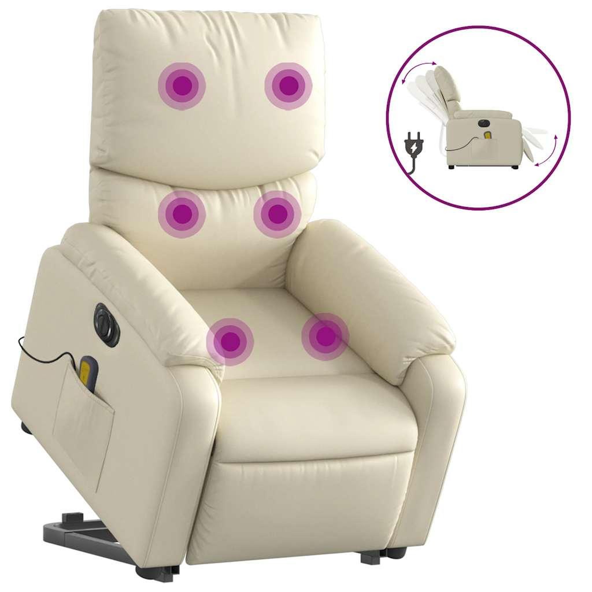 Voir la diapositive 2 : VIDAXL Fauteuil inclinable de massage electrique creme similicuir