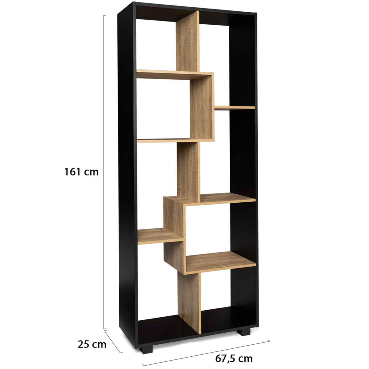 ID MARKET Etagère à double position TANIA bois noir et imitation hêtre L 161 cm