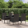 Voir la diapositive 1 : VIDAXL Ensemble a manger de jardin coussins 5pcs Noir Resine tressee
