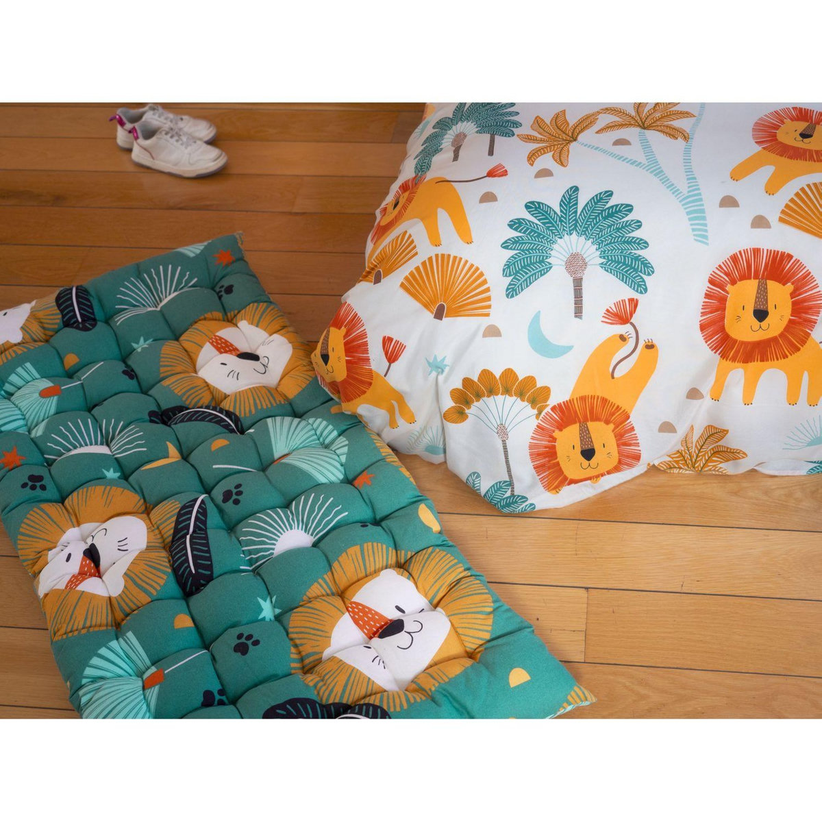 COTE DECO Matelas de sol enfant Lion - 100% coton 120 g/m² - 55 x 120 cm