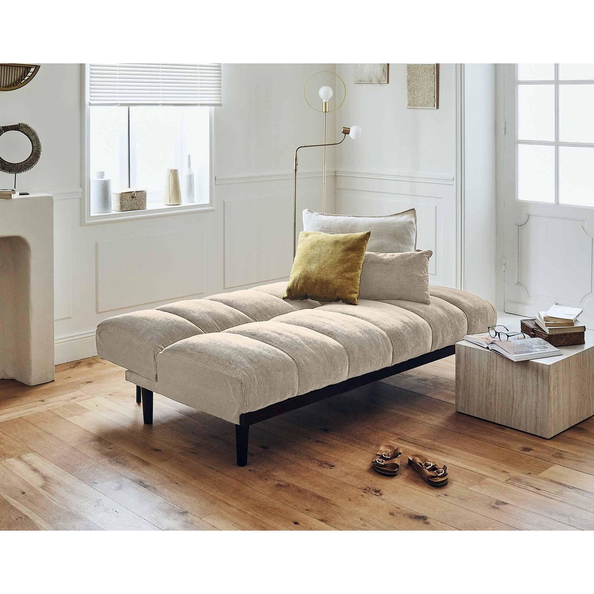 BEST MOBILIER Samarra - canapé convertible clic-clac 2 places - velours côtelé