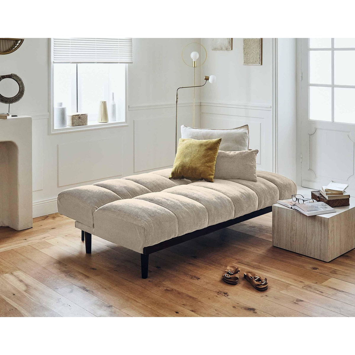 BEST MOBILIER Samarra - canapé convertible clic-clac 2 places - velours côtelé