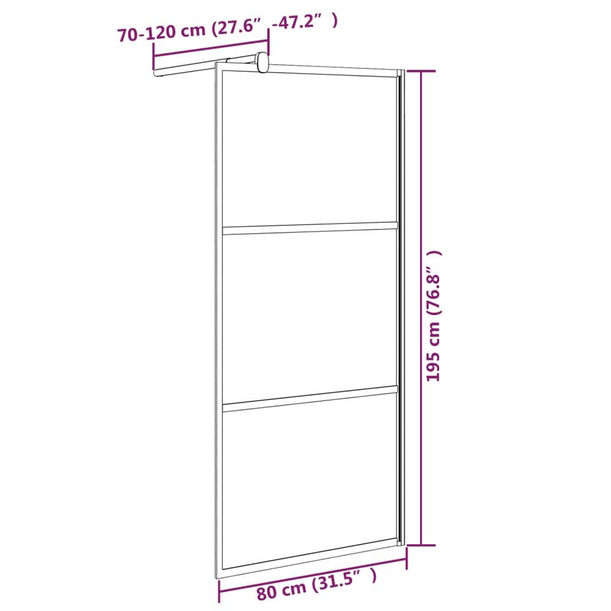 Voir la diapositive 6 : VIDAXL Paroi de douche 80x195 cm Verre ESG demi-depoli Noir