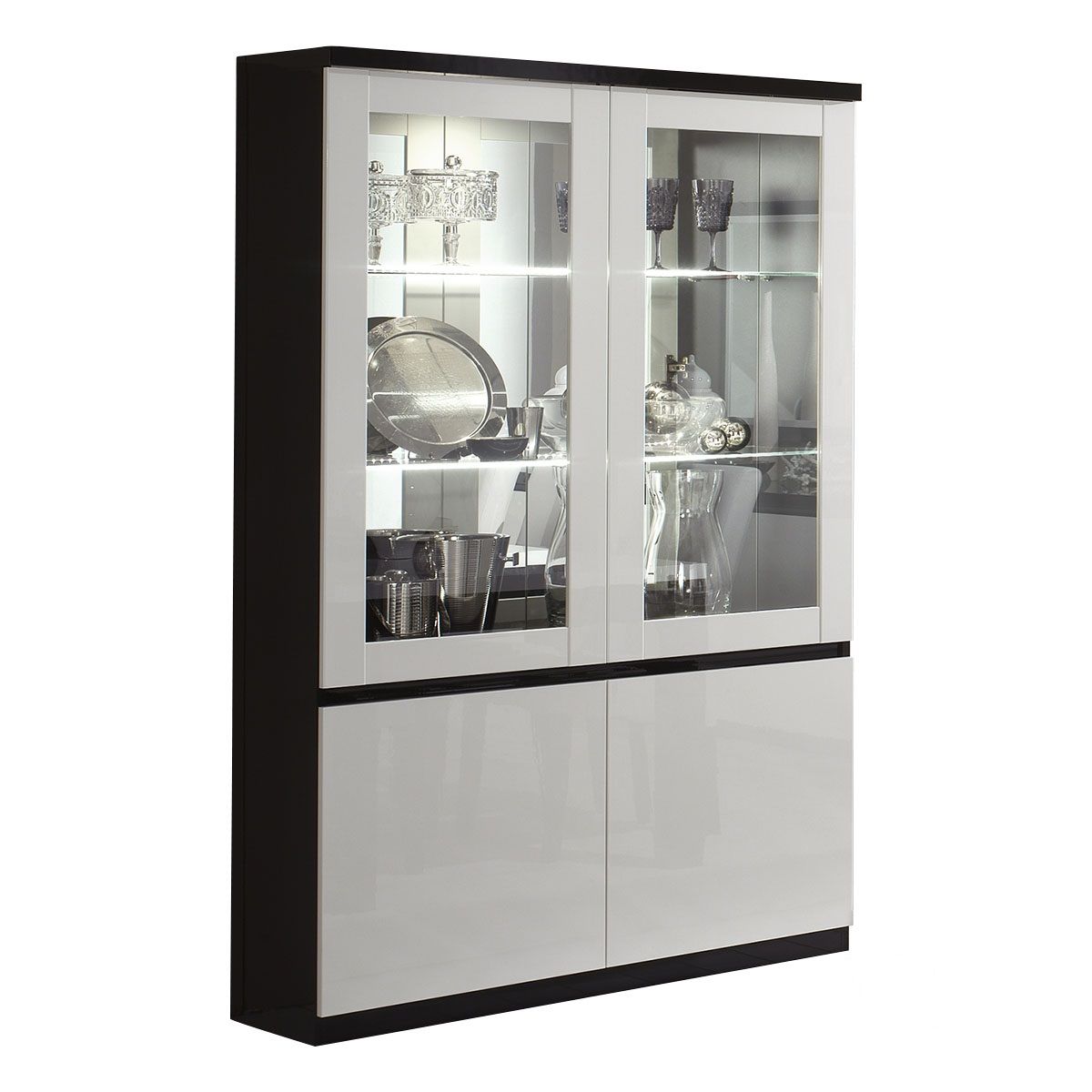Vitrine 4 portes L115cm GENOVA, bicolore