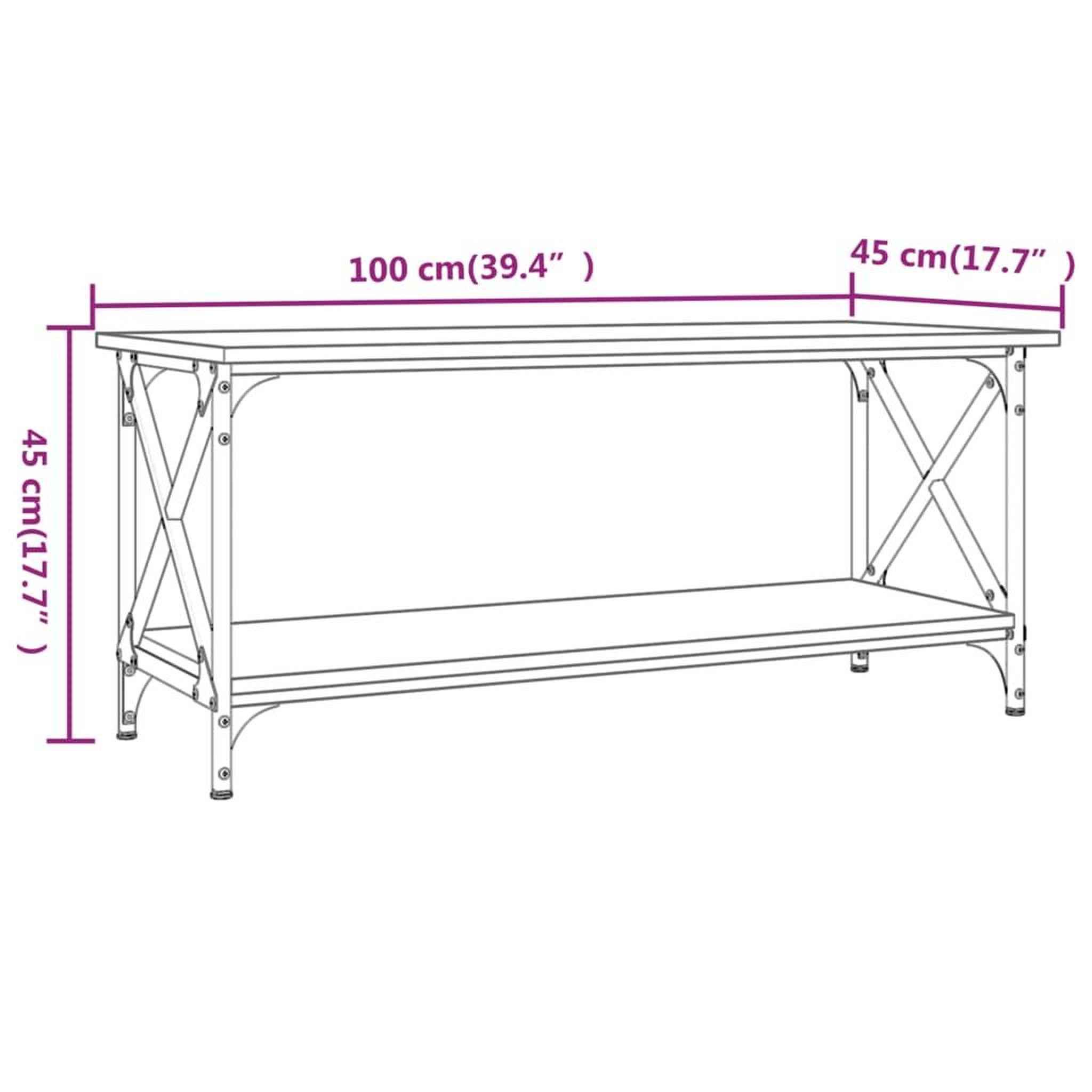 Voir la diapositive 6 : VIDAXL Table basse Noir 100x45x45 cm Bois d'ingenierie et fer