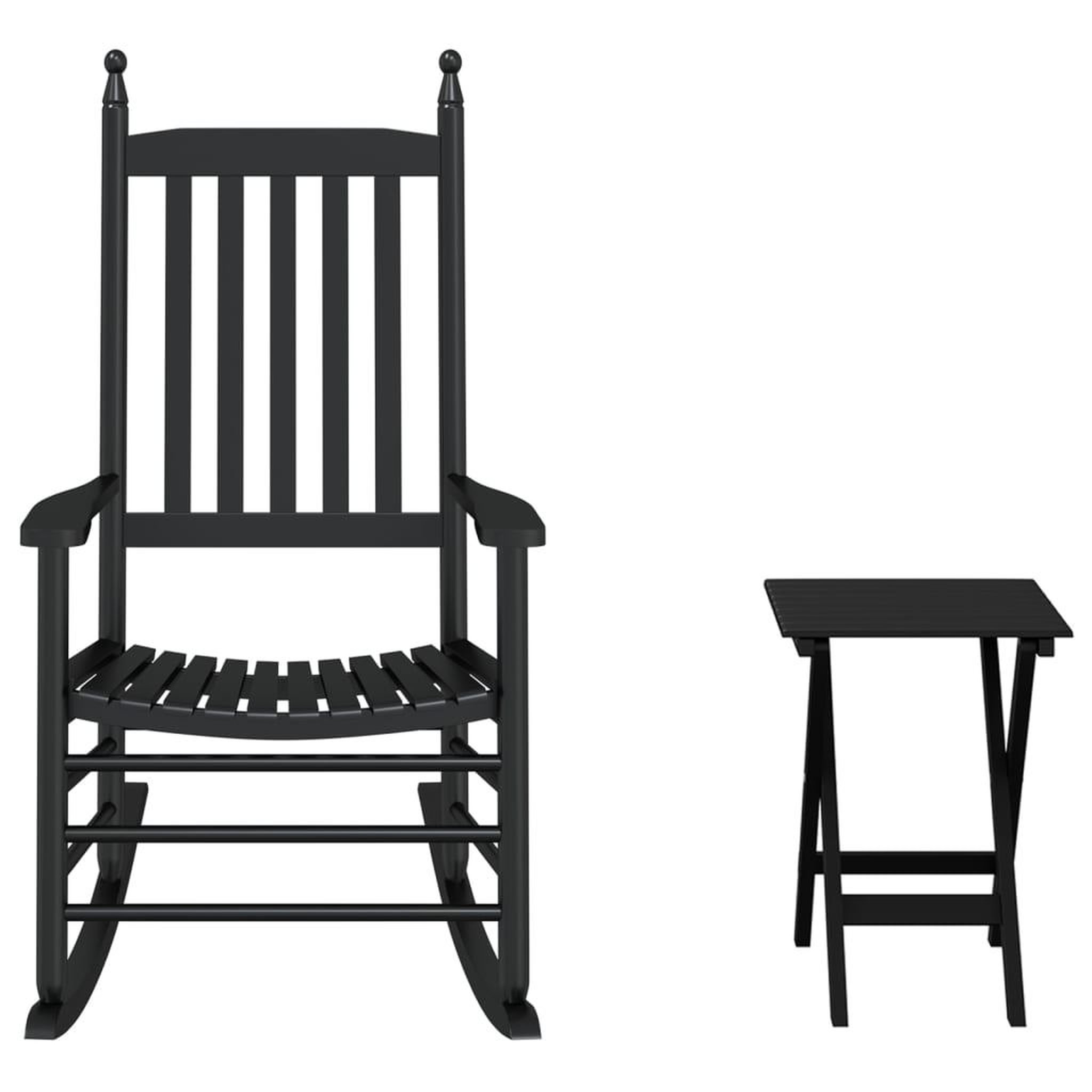Voir la diapositive 2 : VIDAXL Chaise a bascule avec table pliable noir bois massif peuplier
