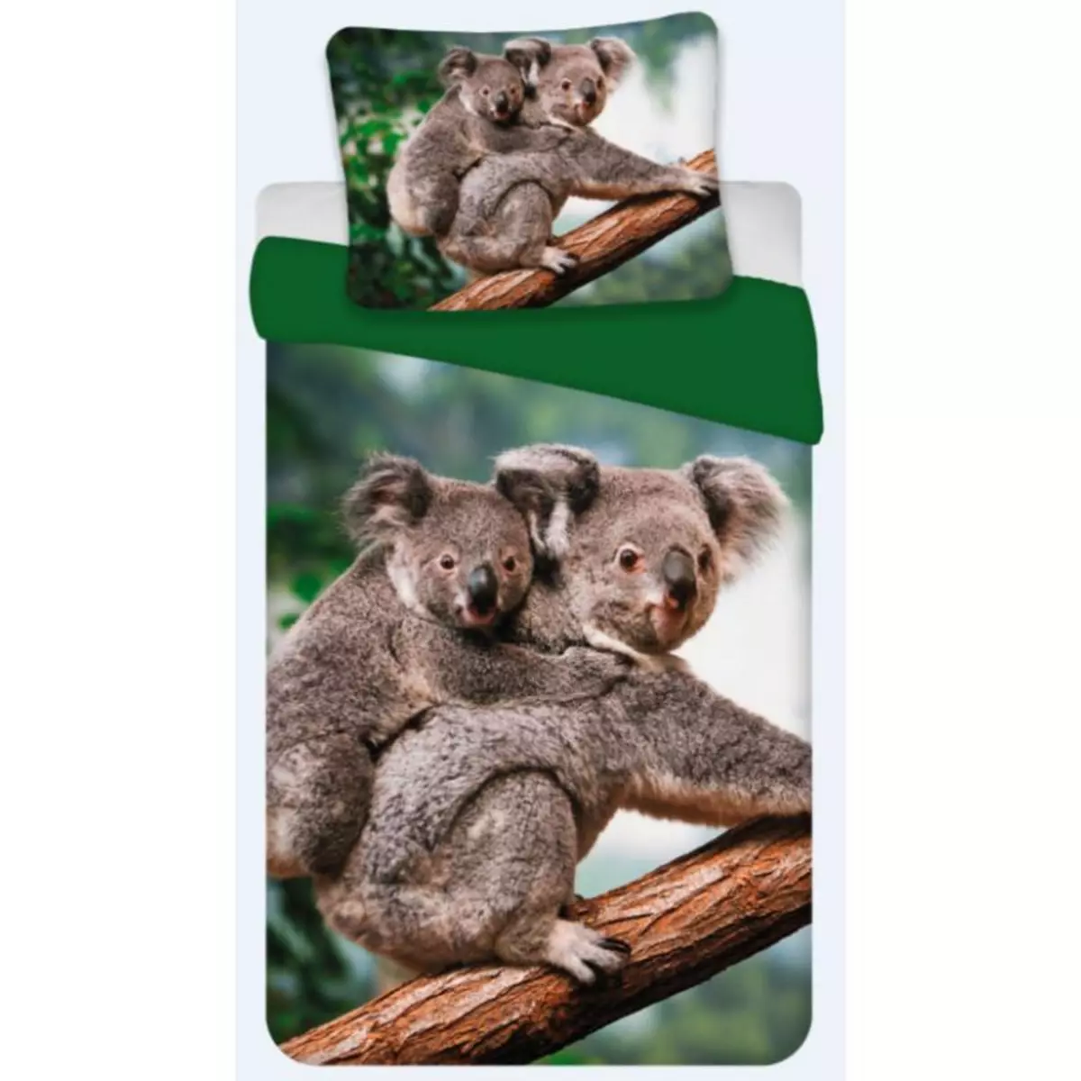 Home Animal Déco - Parure de Lit Enfant Coton Koala - Housse de Couette 140x200 Taie d'Oreiller 65x65 cm