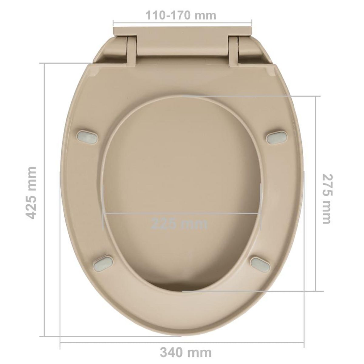 VIDAXL Siege de toilette a fermeture en douceur Beige Ovale