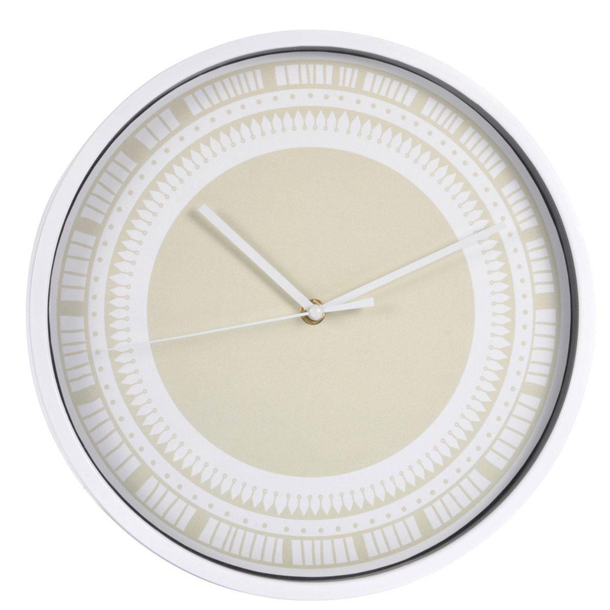 Douceur d'Intérieur Horloge murale à motifs  ethnic folk  30cm écru