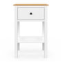 Voir la diapositive 3 : ID MARKET Lot de 2 tables de chevet ACHILLE 1 tiroir et 1 tablette blanc et plateau bois
