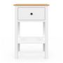 Voir la diapositive 3 : ID MARKET Lot de 2 tables de chevet ACHILLE 1 tiroir et 1 tablette blanc et plateau bois