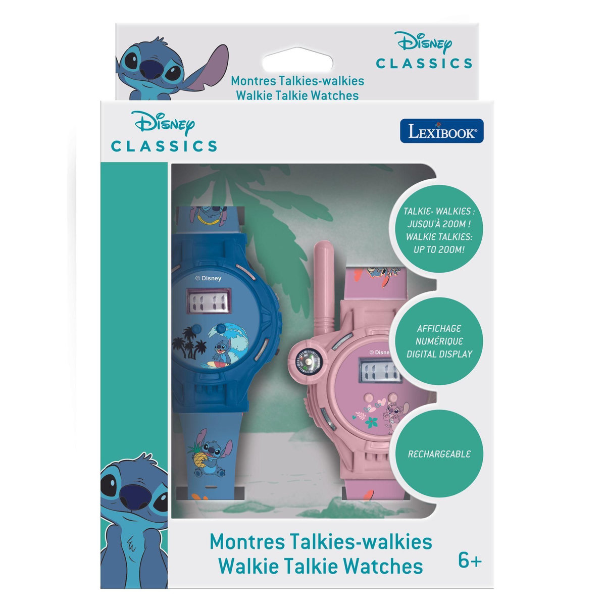 Lexibook Montre digitale talkie-walkie Stitch portée 200 m