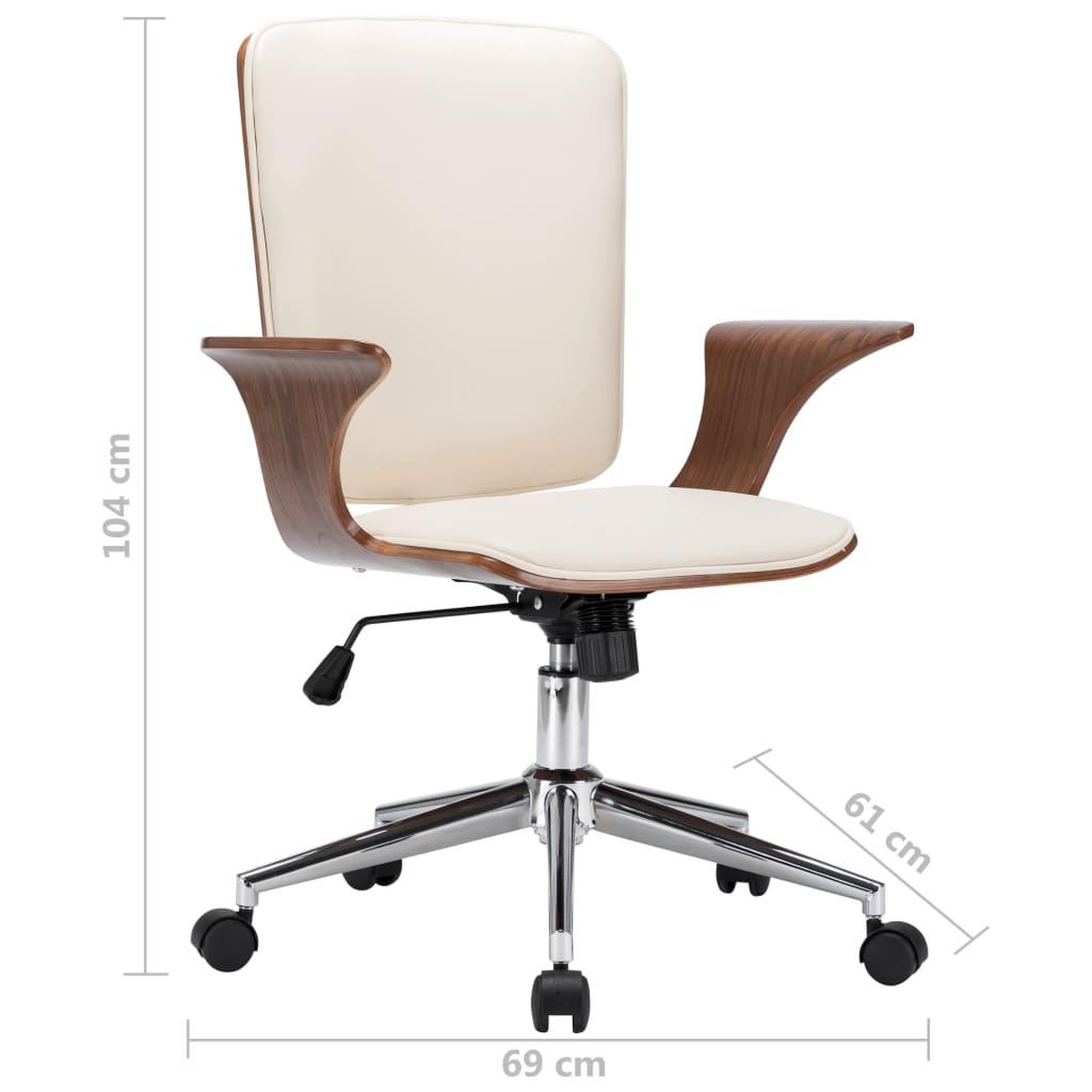 Voir la diapositive 6 : VIDAXL Chaise pivotante de bureau Creme Similicuir et bois courbe