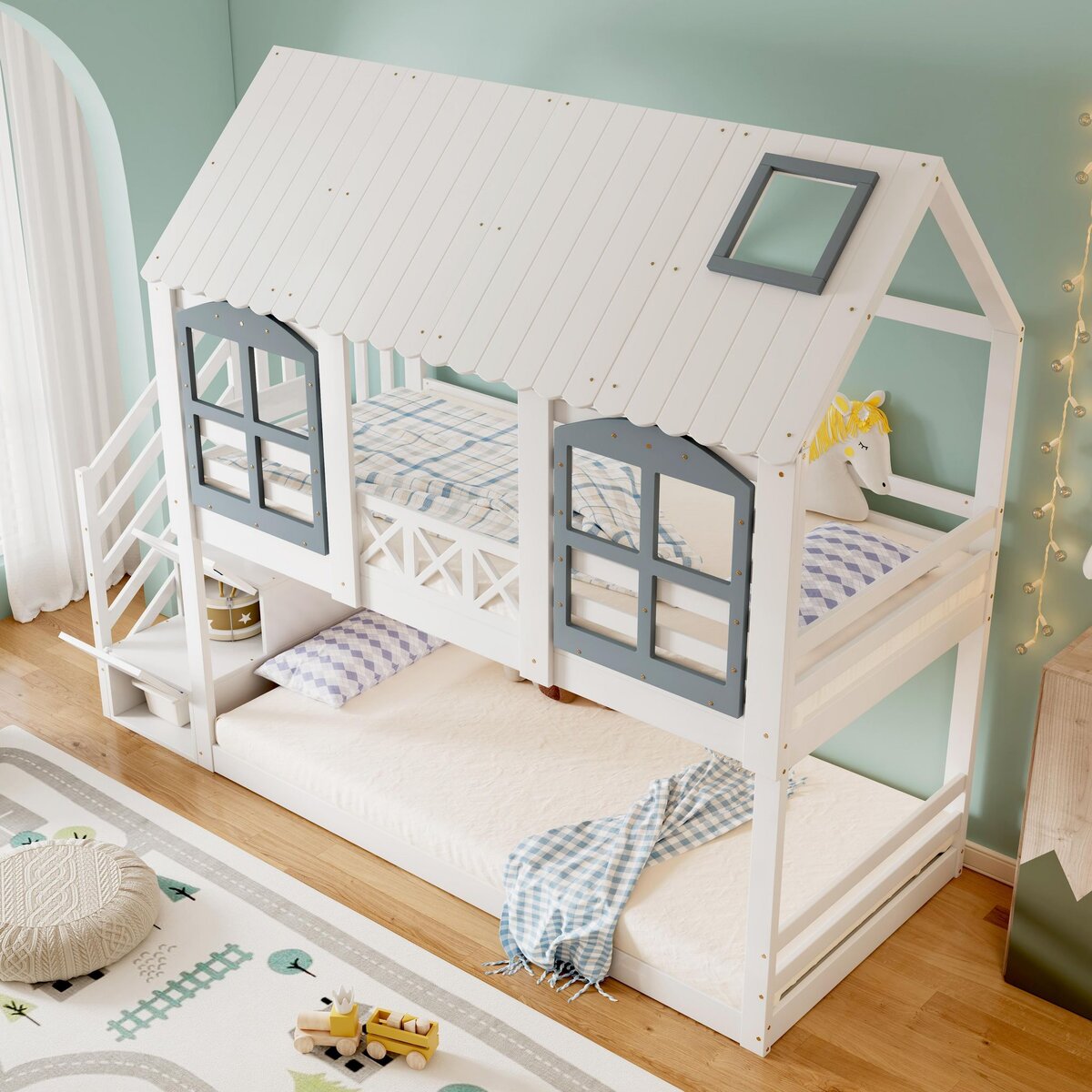 MERAX Lit superposé 90x200cm bois et mdf coloris blanc