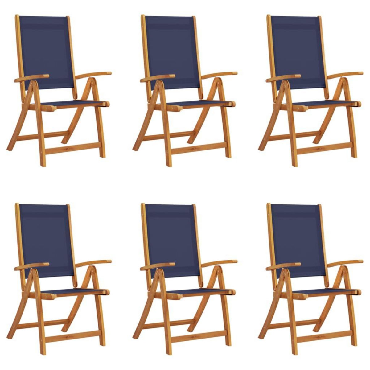 VIDAXL Chaises pliables de jardin lot de 6 bois d'acacia et textilene