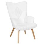 The Home Deco Factory Fauteuil de salon scandi en patchwork Helsinki. Coloris disponibles : Blanc, Marron