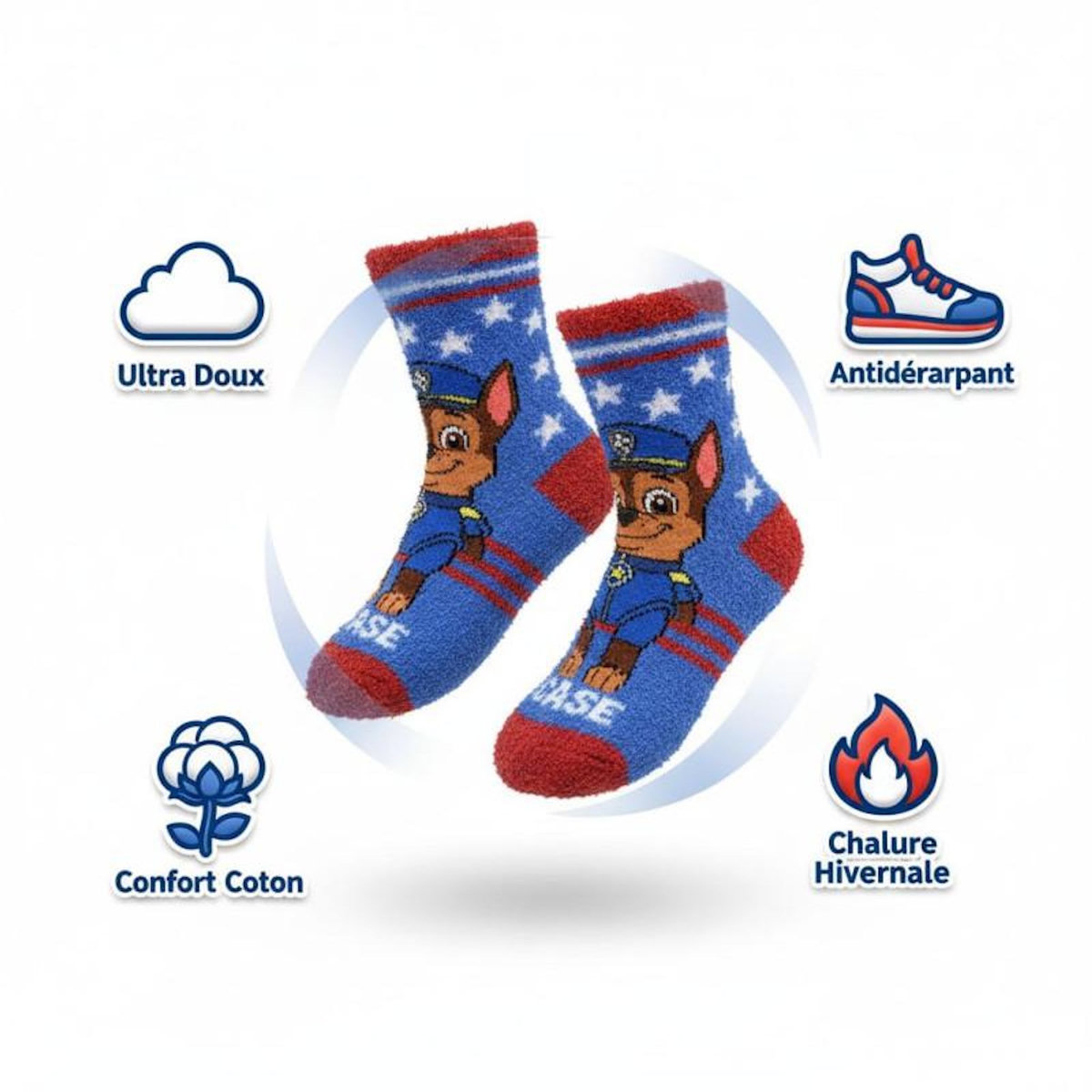 Pat Patrouille Pack de Chaussettes Antidérapantes Enfant PAT PATROUILLE (Lot de 4)